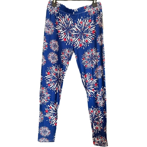 NWT Como Vintage Fireworks Womens Leggings 4th of July Size Large - Picture 1 of 7